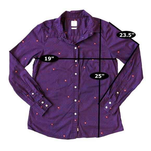 GAP Fitted Boyfriend Purple Polka Dot Button-Up | S - Picture 6 of 6